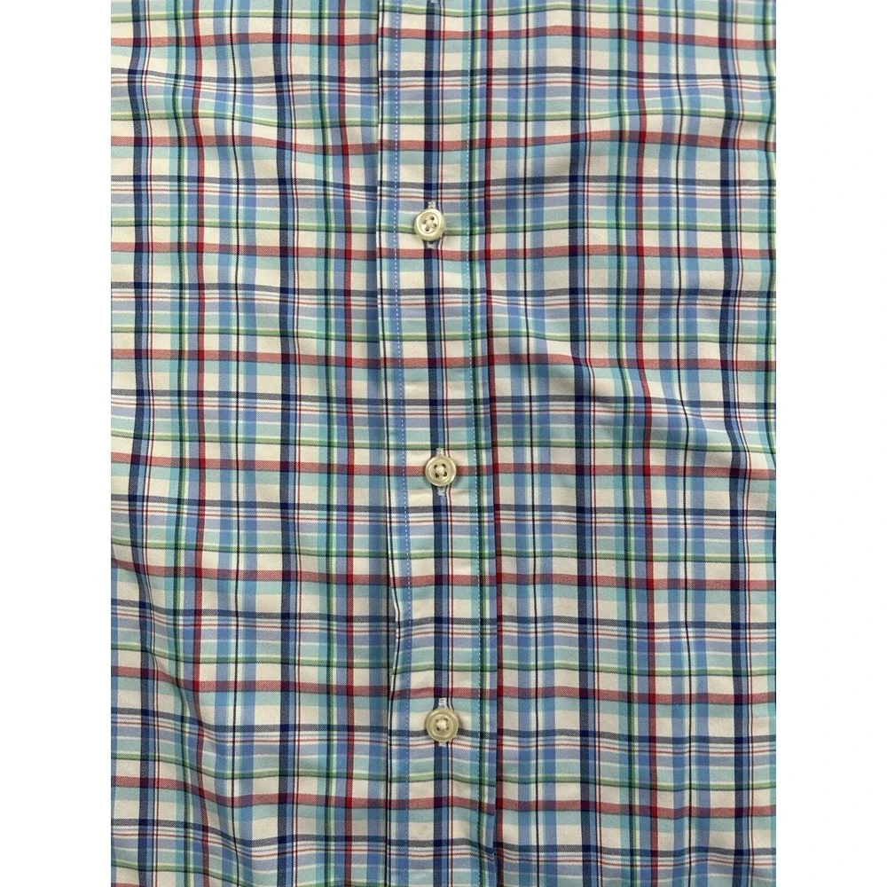 Polo Ralph Lauren Performance Shirt 1XB Blue Green Red White Check Long Sleeve‎